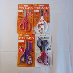 Fiskars Blunt-Tip Pointed Tip Safety-Edge Blades 5" Kids School Scissors Variety